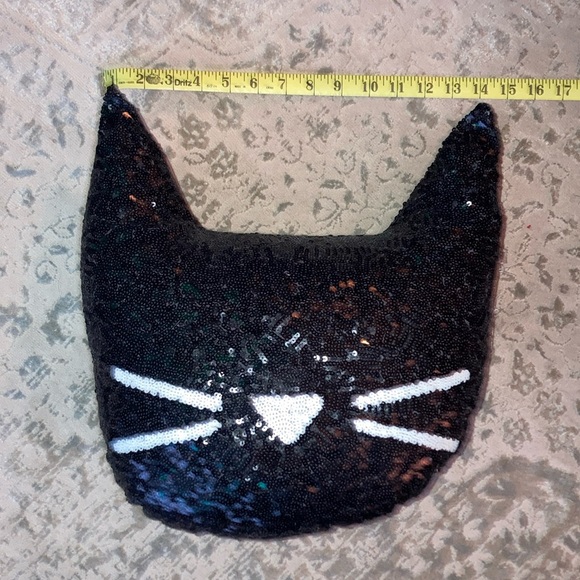 Pottery Barn Teen Other - Pottery Barn Teen Emily & Meritt Black & White Lg Sequins Cat Pillow
